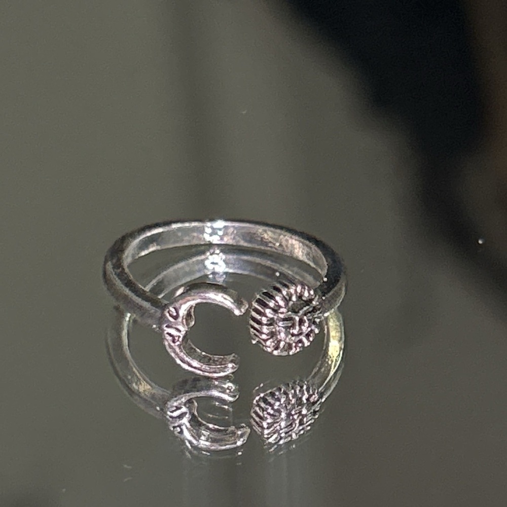 Silver Adjustable Sun and Moon Ring